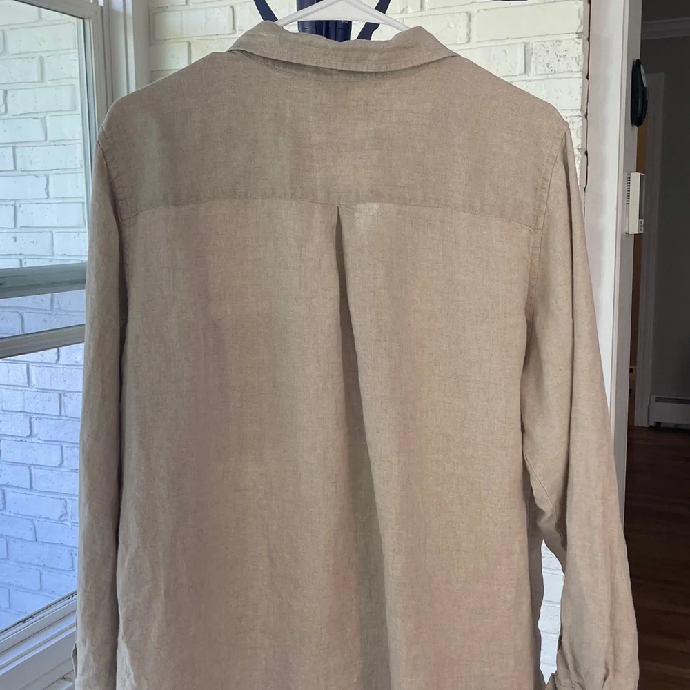 L.L. Bean Casual Beige Button Down Shirt - Picture 3 of 8